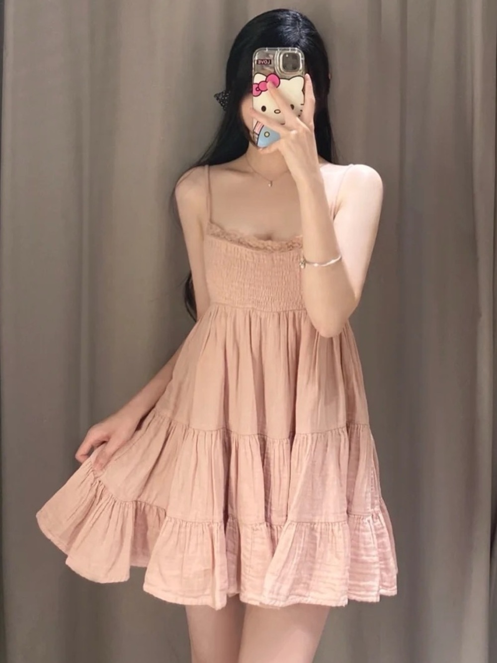 New with Tags Zara Sleeveless Ruffle Babydoll Summer Mini Dress in Blush Pink S